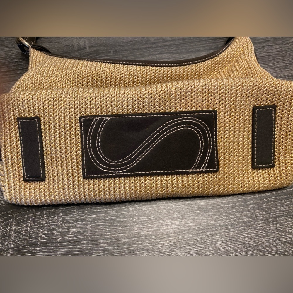 The Sak Straw Mini Shoulder Bag with Brown Trim - Picture 3 of 15